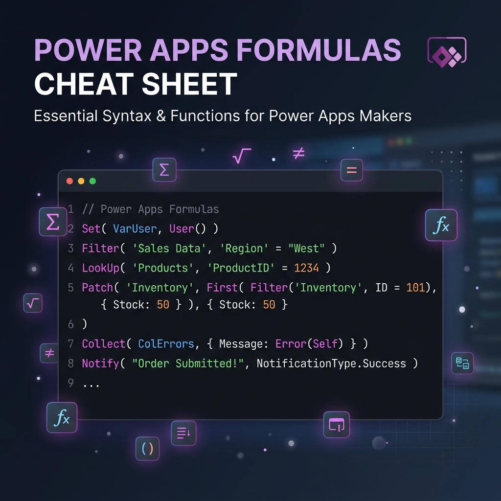 Power Apps Formulas Cheat Sheet